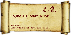 Lojka Nikodémusz névjegykártya